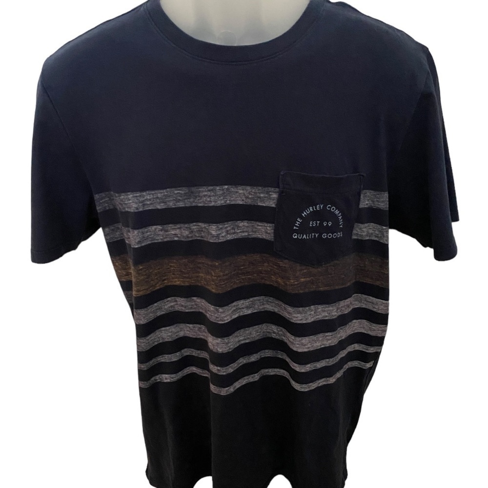 HURLEY Surf Striped Pocket Tee Shirt Men M Medium